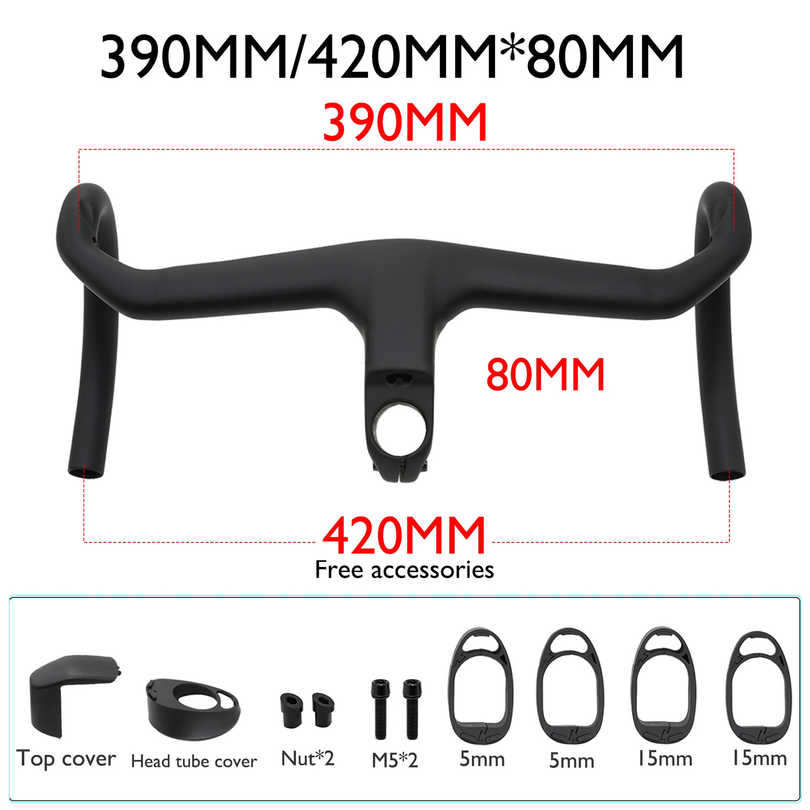 Full Carbon Integrated Road Bike Handlebar 28.6mm 350-410mm Aero Drop Handlebar