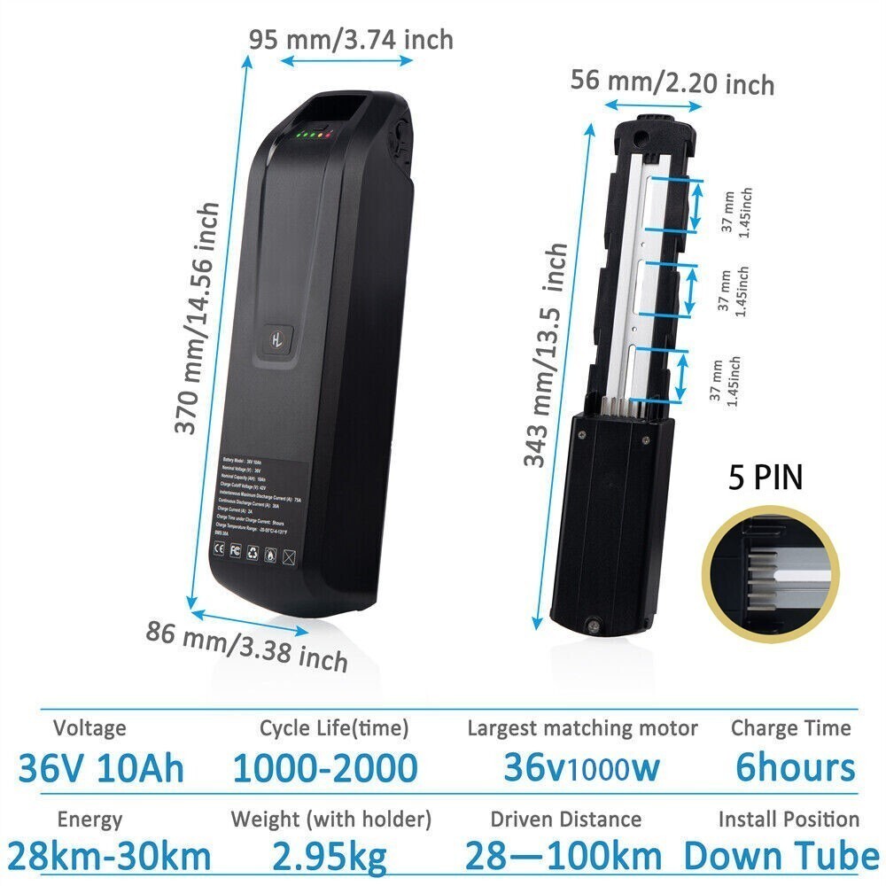 36V 48V 10Ah 15Ah 20Ah Electric Bike Battery For 0W-1800W Ebike Battery BMS 5PIN