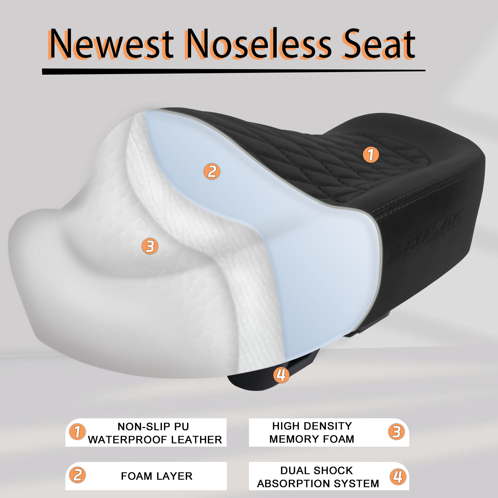 Oversized Comfort Bike Saddle Bicycle Seat Noseless Pad Shock Ergonomic Cushion