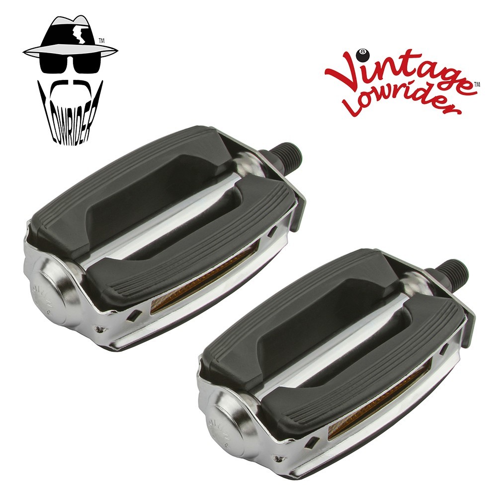 BICYCLE KRATE RUBBER PEDALS (COMPATIBLE WITH 1/2 CRANK) BLACK/CHROME