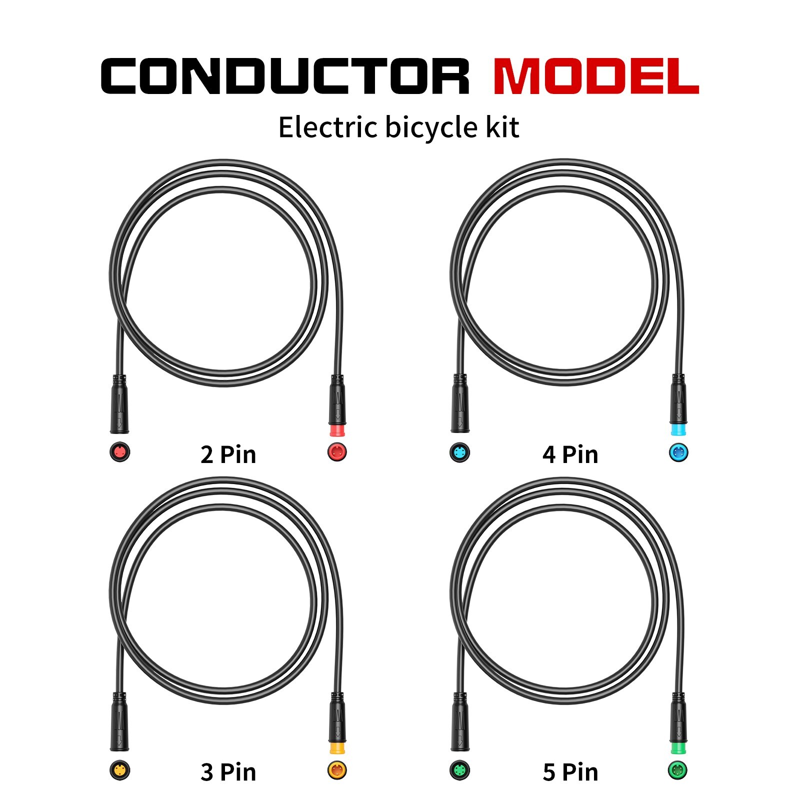 Extension Cable 2/3/4/5Pin Waterproof Plug For Electric Bicycle Connector Cable