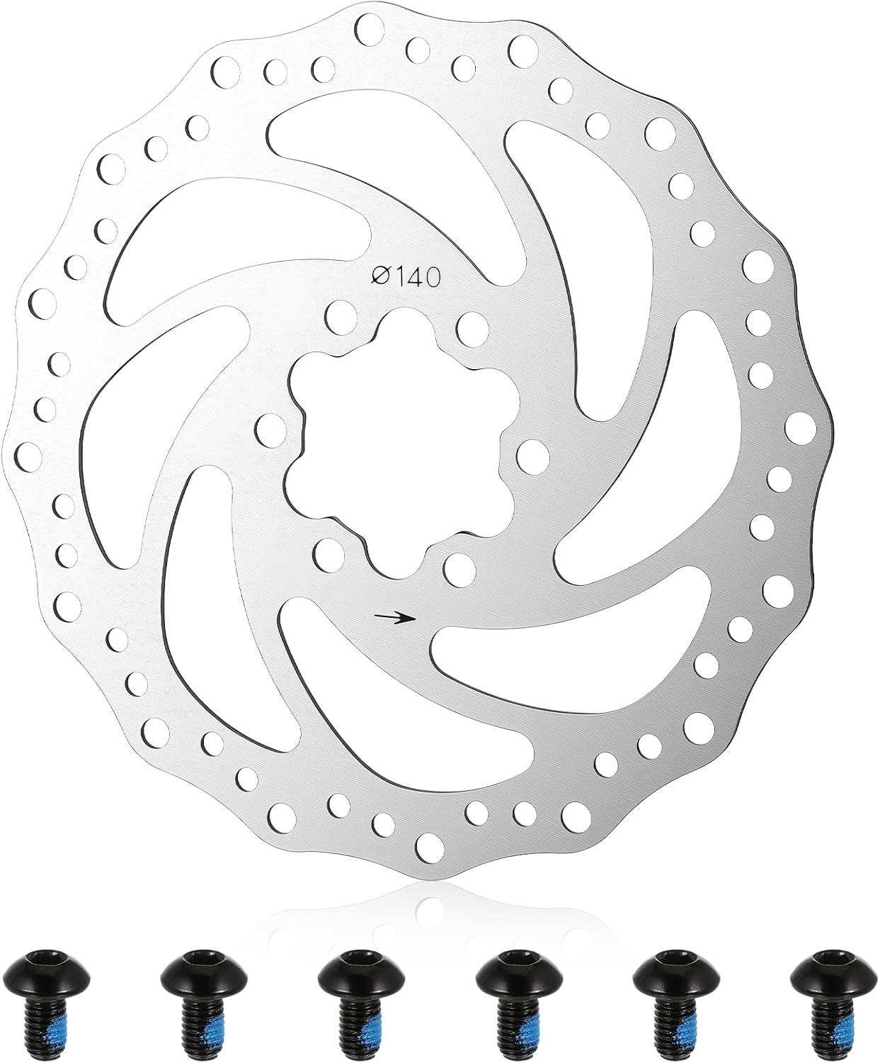 140mm Disc Brake Rotor for Bikes & Electric Scooters – 6-Bolt Stainless Steel