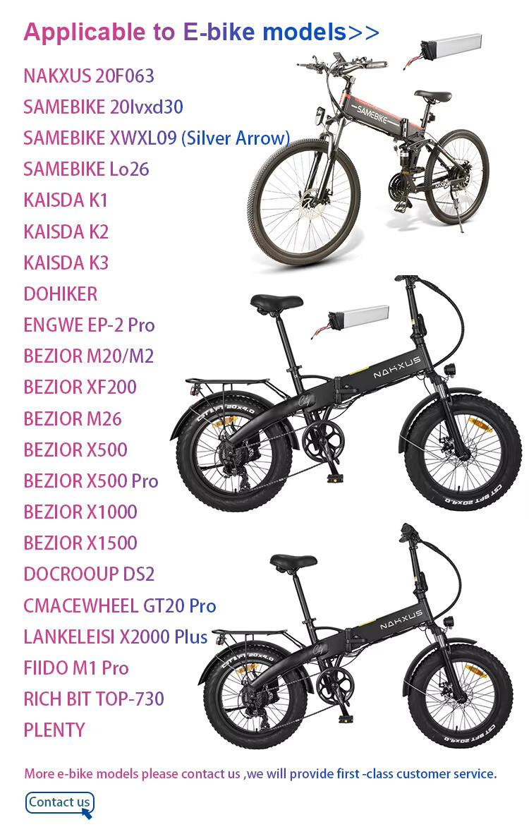 for SAMEBIKE BEZIOR KAISDA 48V 10Ah Electric Bike Li-ion Battery Replacement