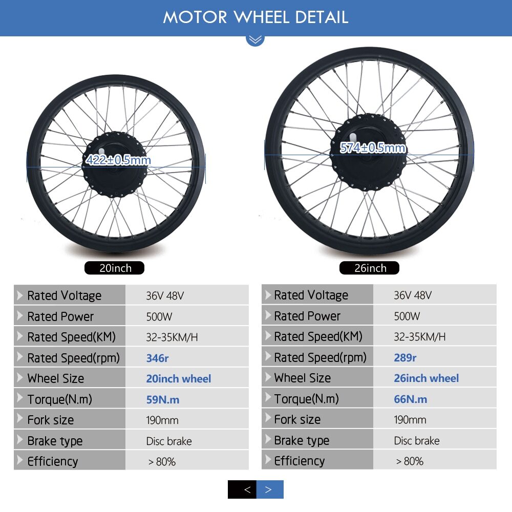 EBike Conversion Kit 36V48V 500W Rear Cassette Hub Motor Wheel 20 26”×4.0 Wheel
