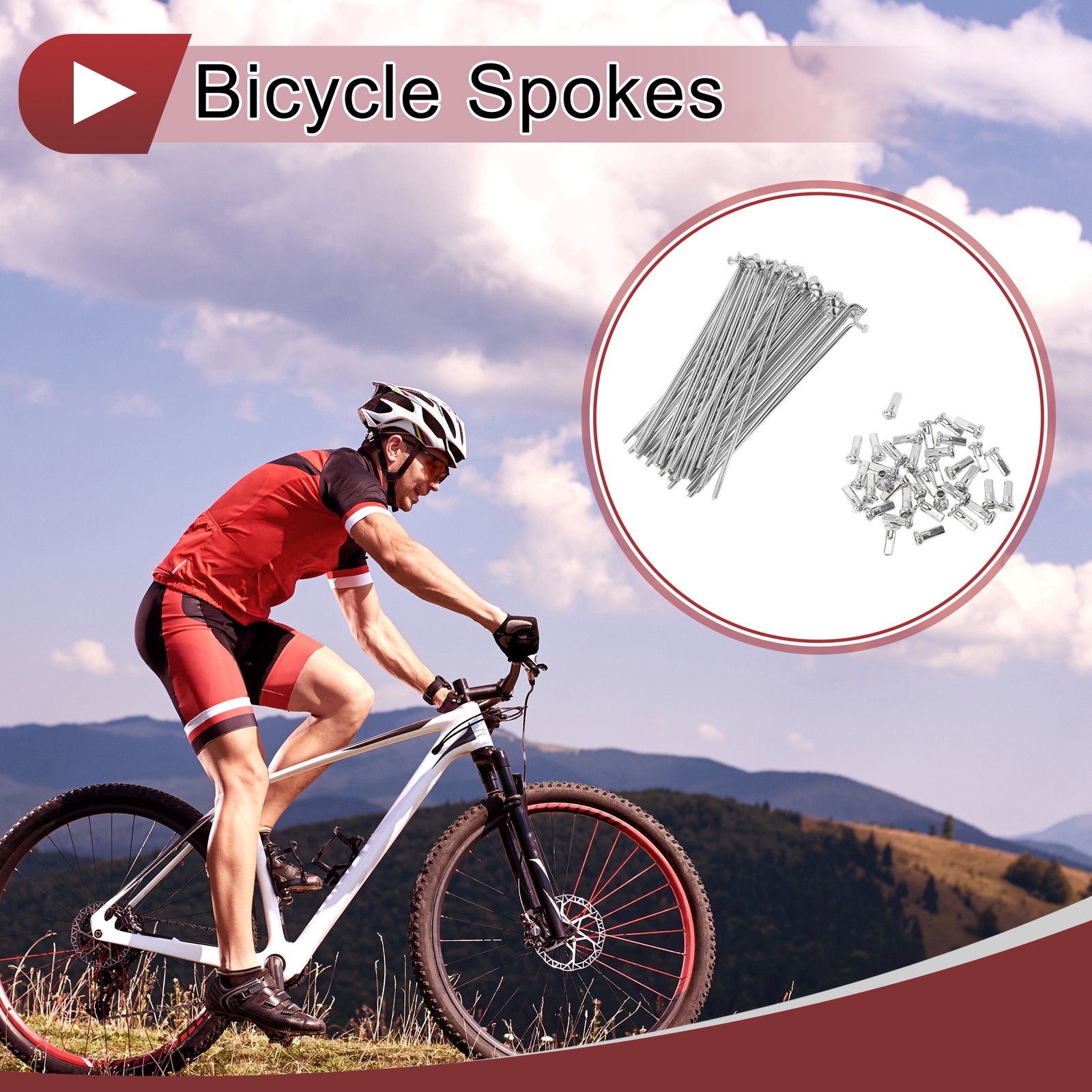 36Set 12G Bicycle Spokes 114mm Bike Wheel Spokes 45 Steel Galvanized Silver Tone