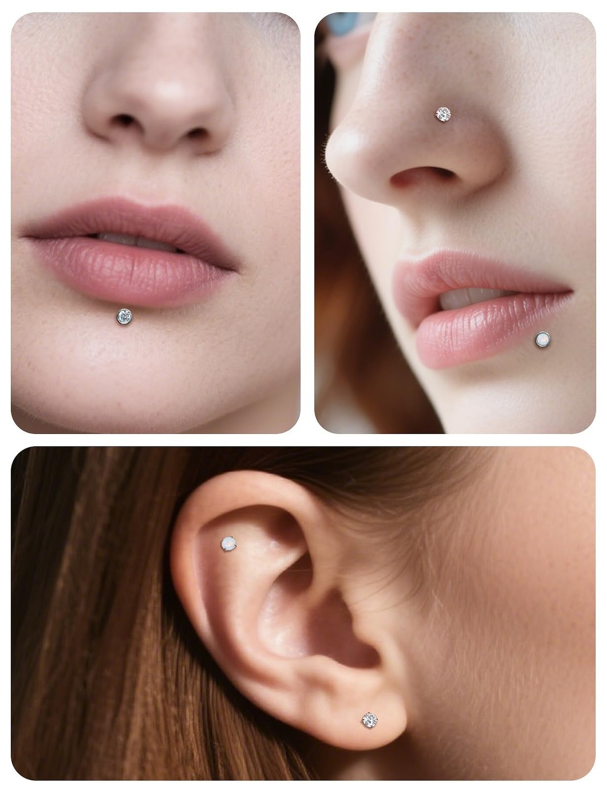 20G 18G 16G Threadless Flat Back Earrings Nose Rings Studs Astm F136 Titanium…