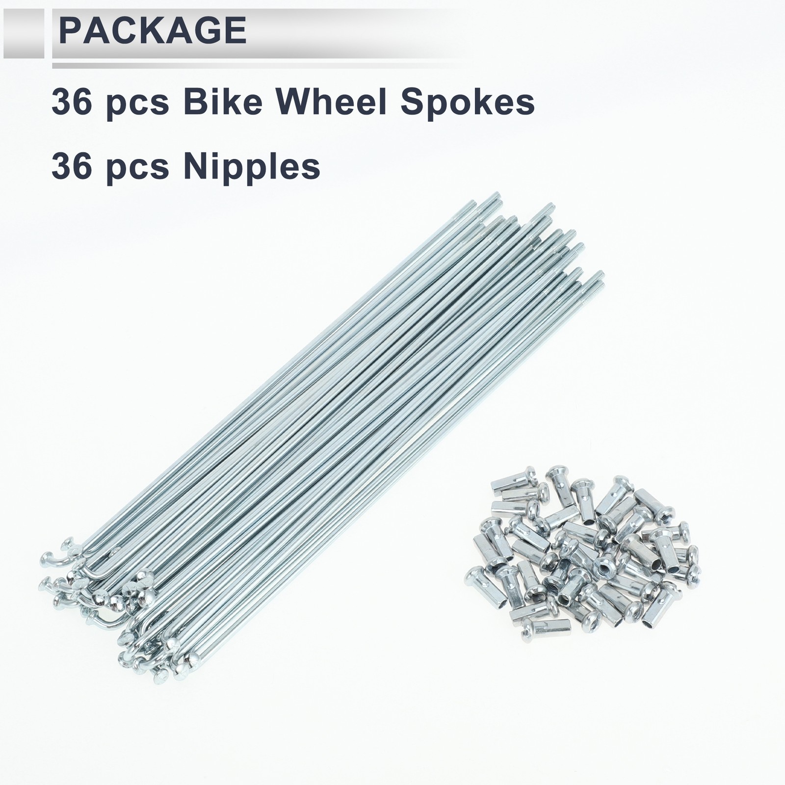 1 Set 12G 187mm Length Bicycle Spokes Nipple Carbon Steel Galvanized Universal