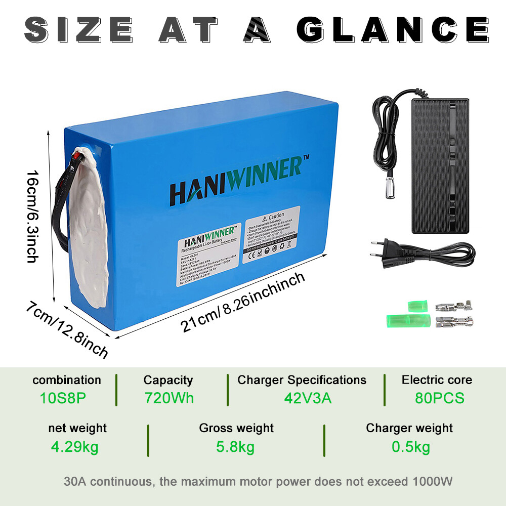 Electric Scooter Battery 36V 20AH E-Bike Lithium Li-ion Battery Replacement Pack
