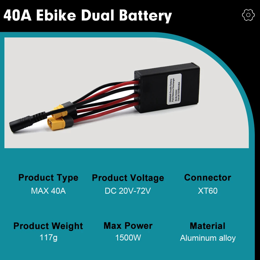 Ebike Dual Battery Connection Adapter XT60 Switcher 20V-72V 10V-100V 20A/30A/40A