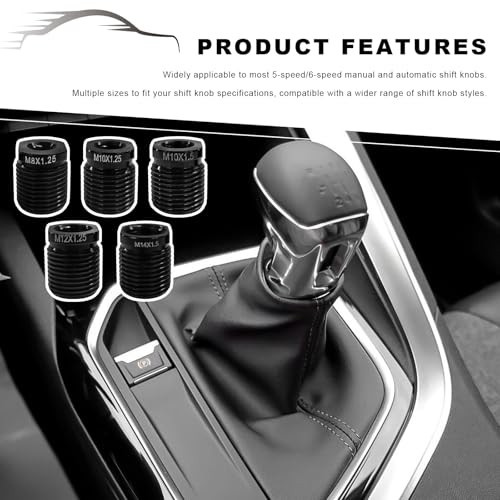5PCS Gear Shift Knob Adapter Kit, Aluminum Shifter Handle Nut Inserts Fit