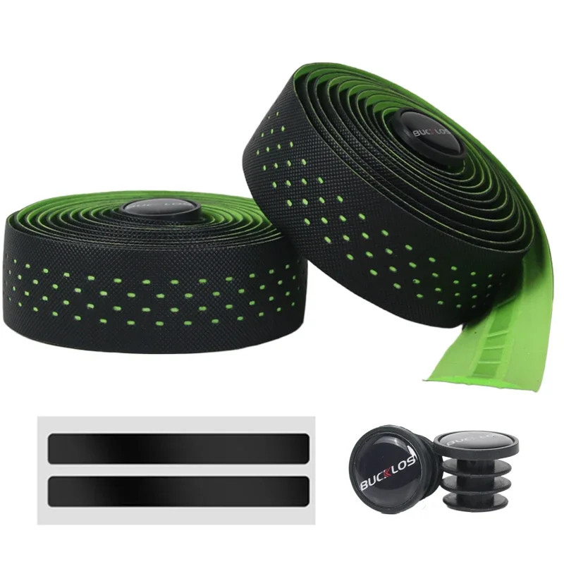 Road Bike Handlebar Tape PU EVA Shockproof Bicycle Bar Wrap with Plugs 2PCS Set