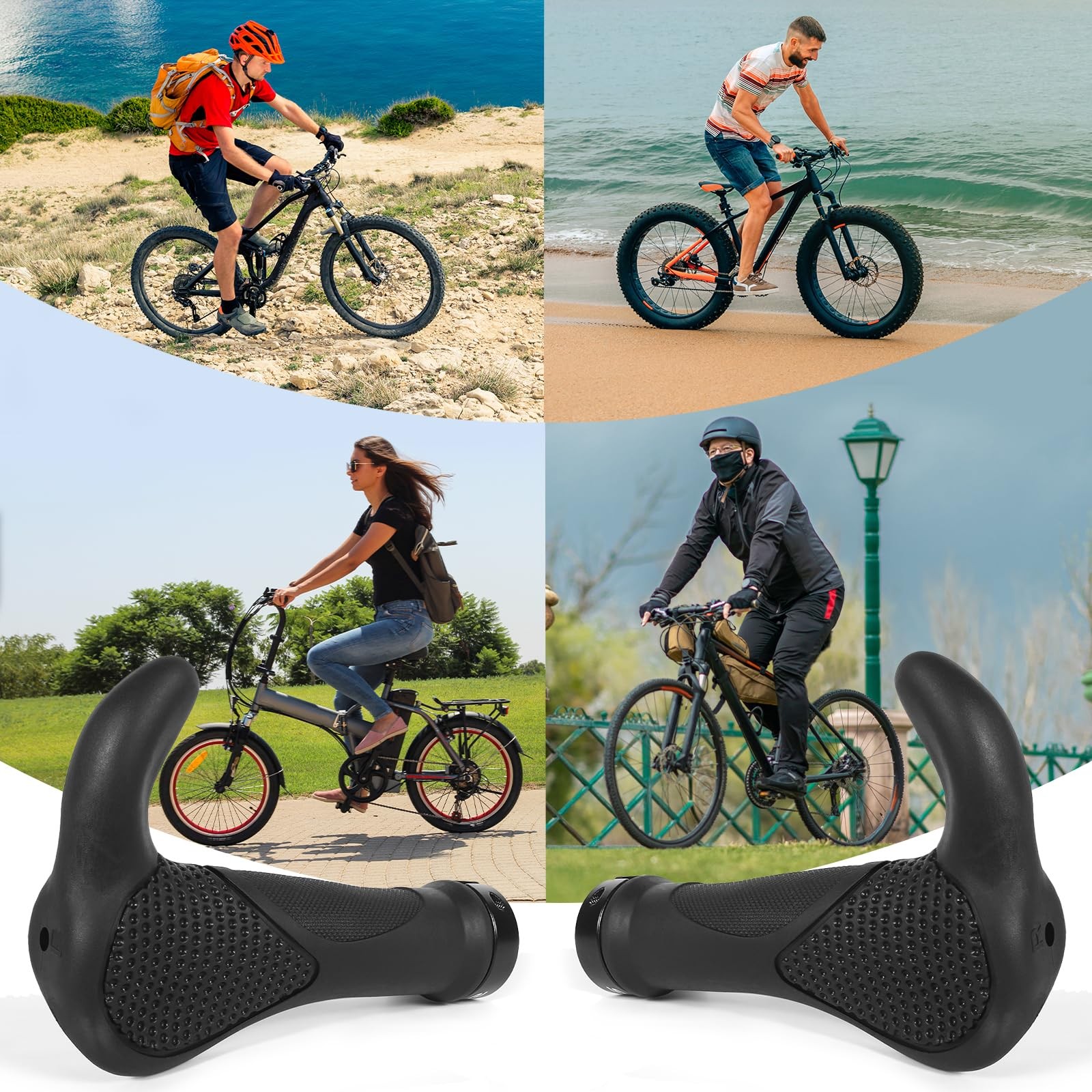 BUCKLOS Single Lock-on Bike Handlebar Grips Ergonomic Ergonomic, BLACK