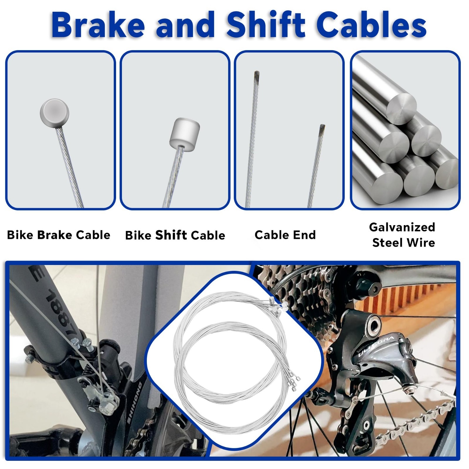 103pcs Universal Bike Brake & Shift Cable Set with Cutter, End Caps & Accessorie