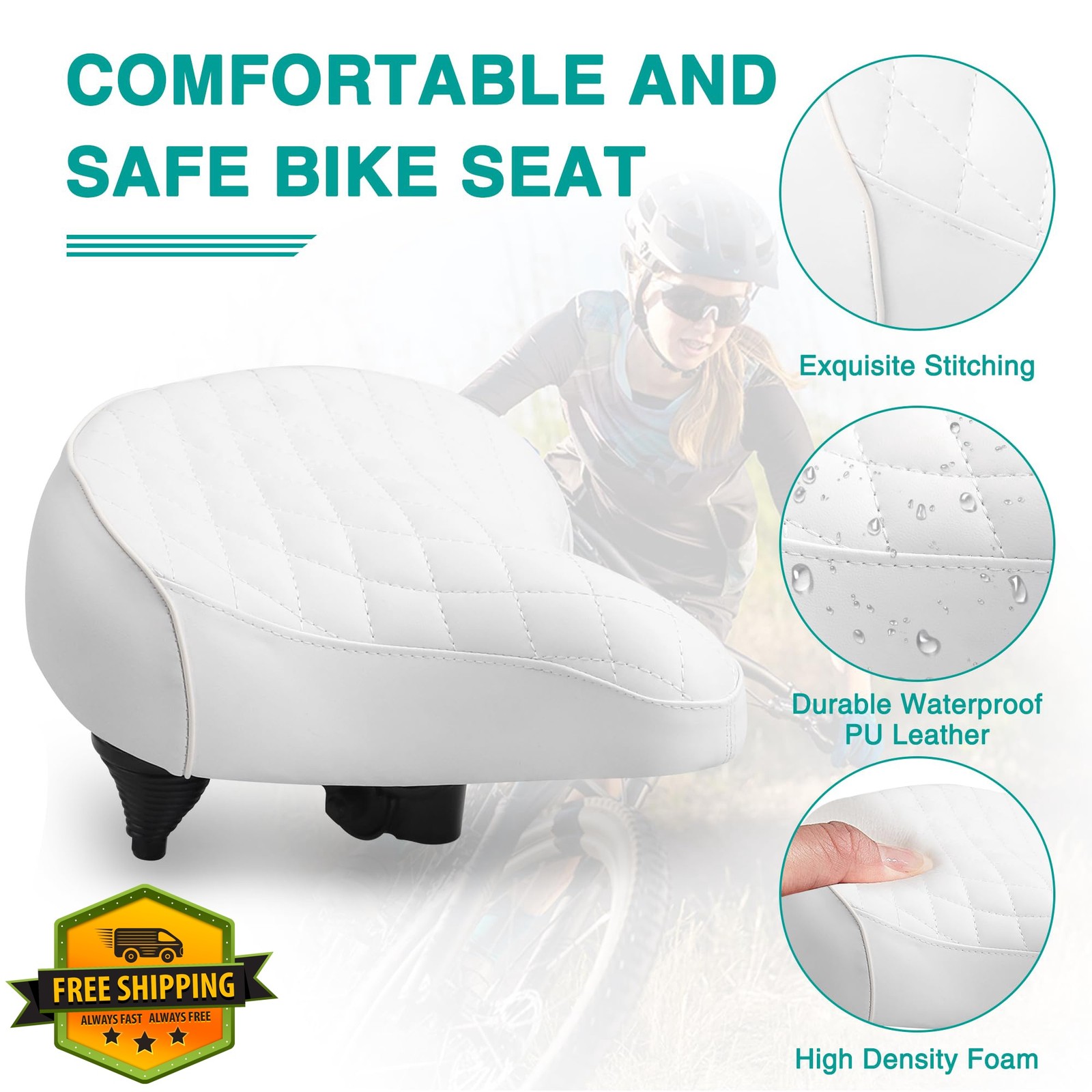 FOMAS Beach Cruiser Bike Seat White