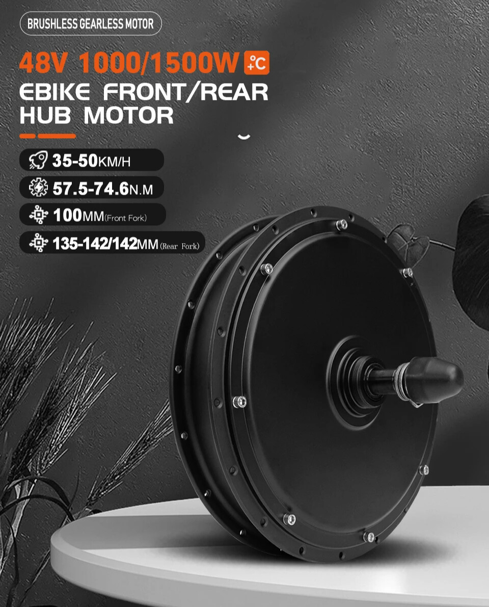48V 1000W 1500W Brushless Front Rear Hub Motor Wheel for Ebike Conversion Kit
