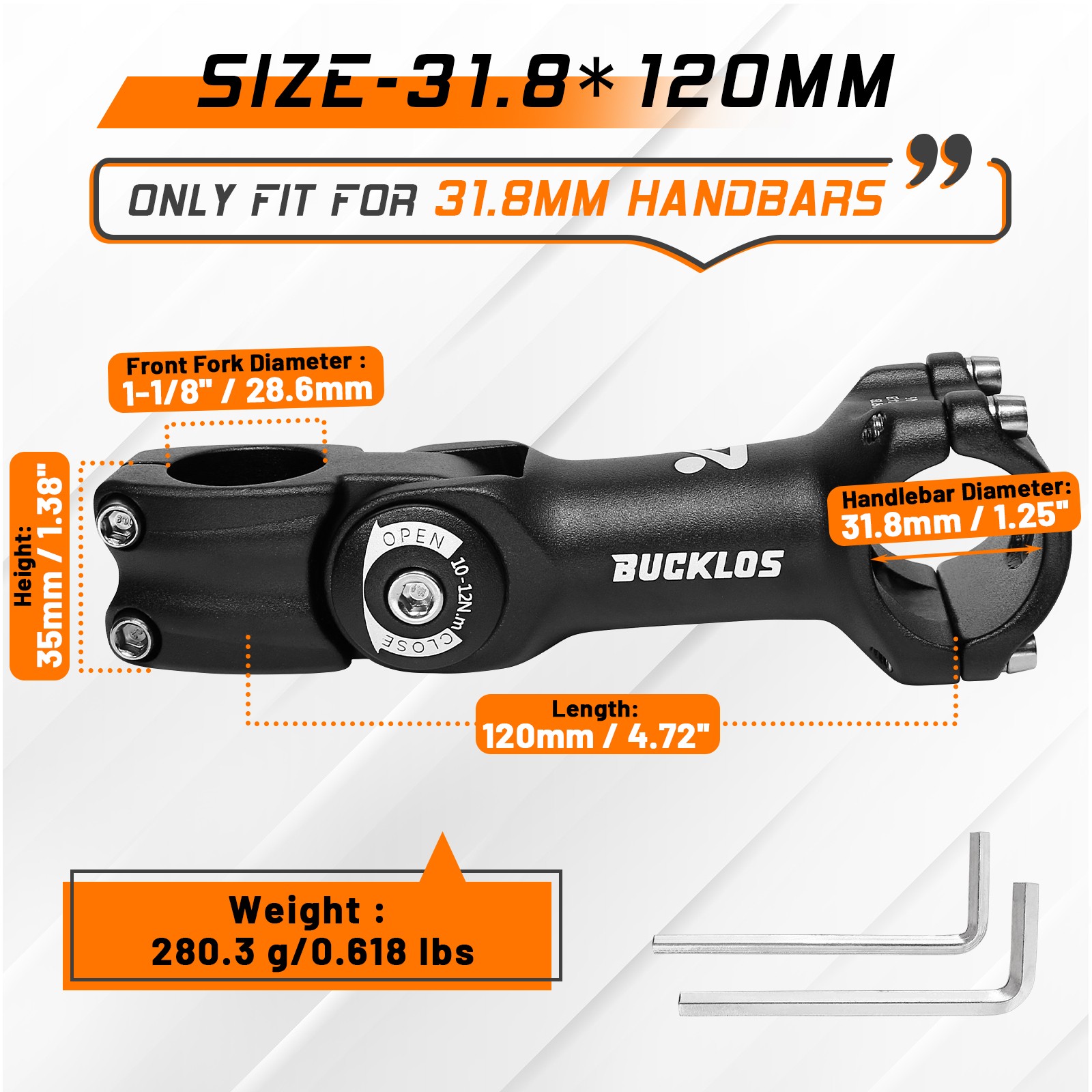 BUCKLOS 31.8mm Mountain Road Bike Stem Riser Adjustable MTB Bicycle Handlebar US