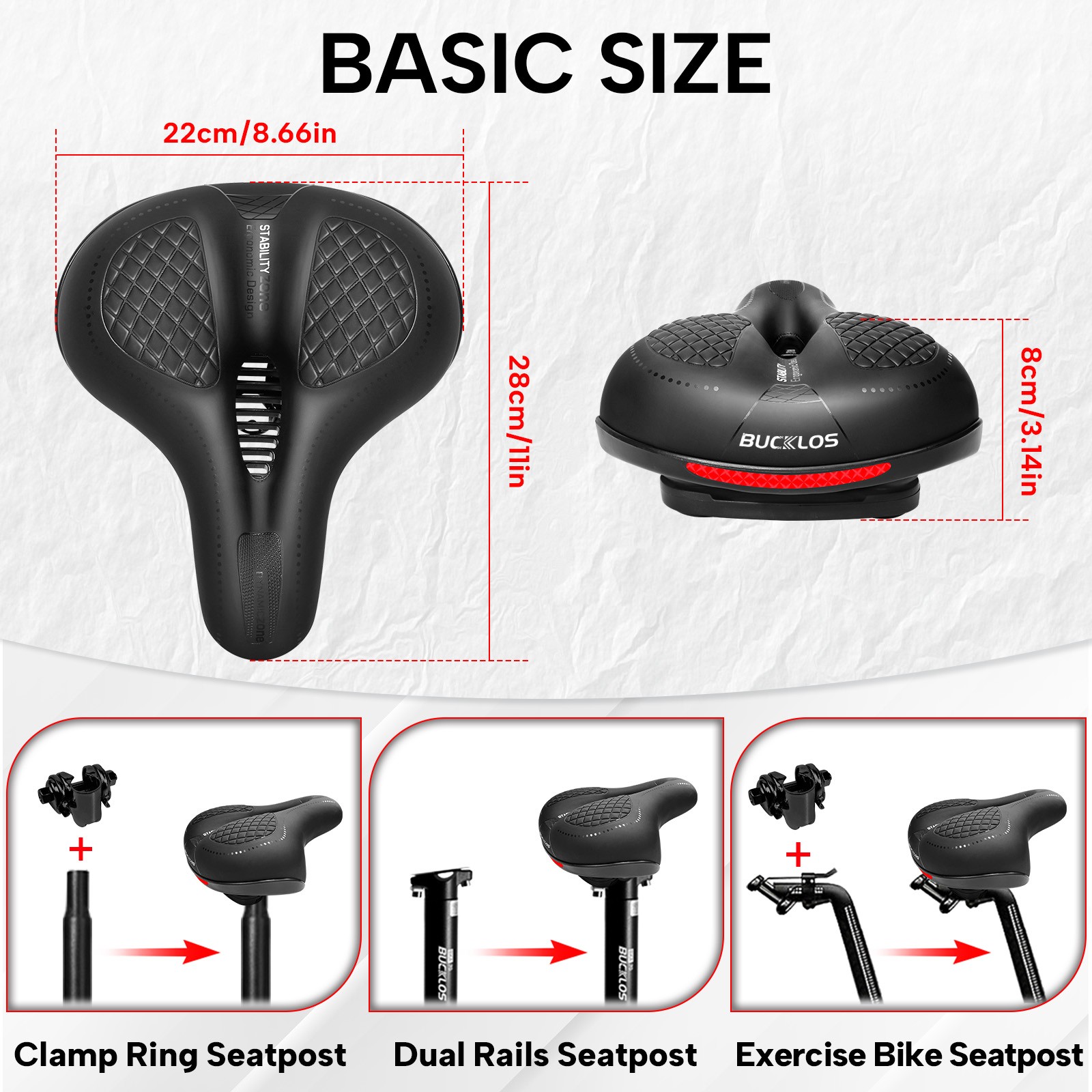 Oversized Comfort Bike Saddle Bicycle Seat Noseless Pad Shock Ergonomic Cushion