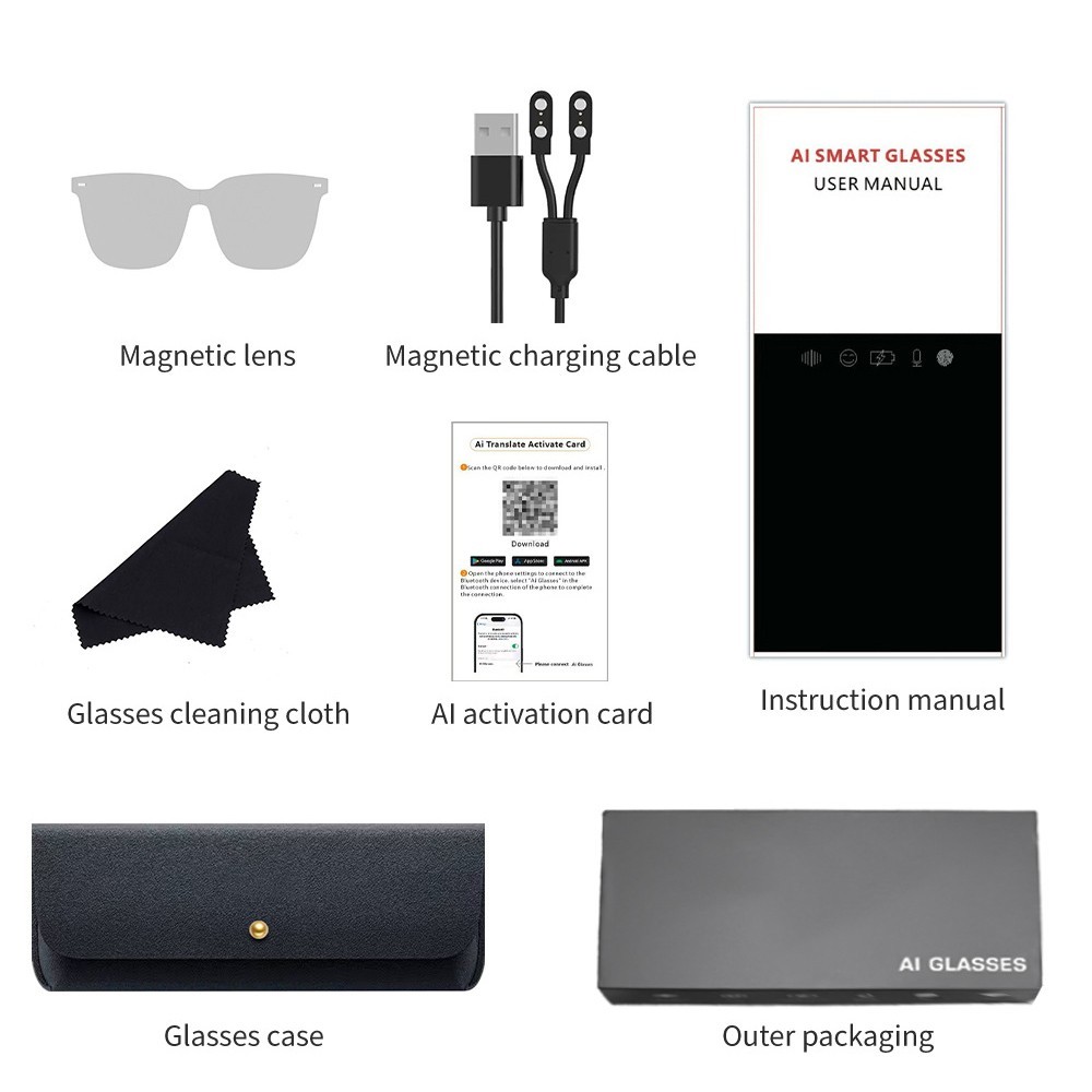 Smart Bluetooth Glasses Photochromic Lenses Glasses App AI Translation Headset