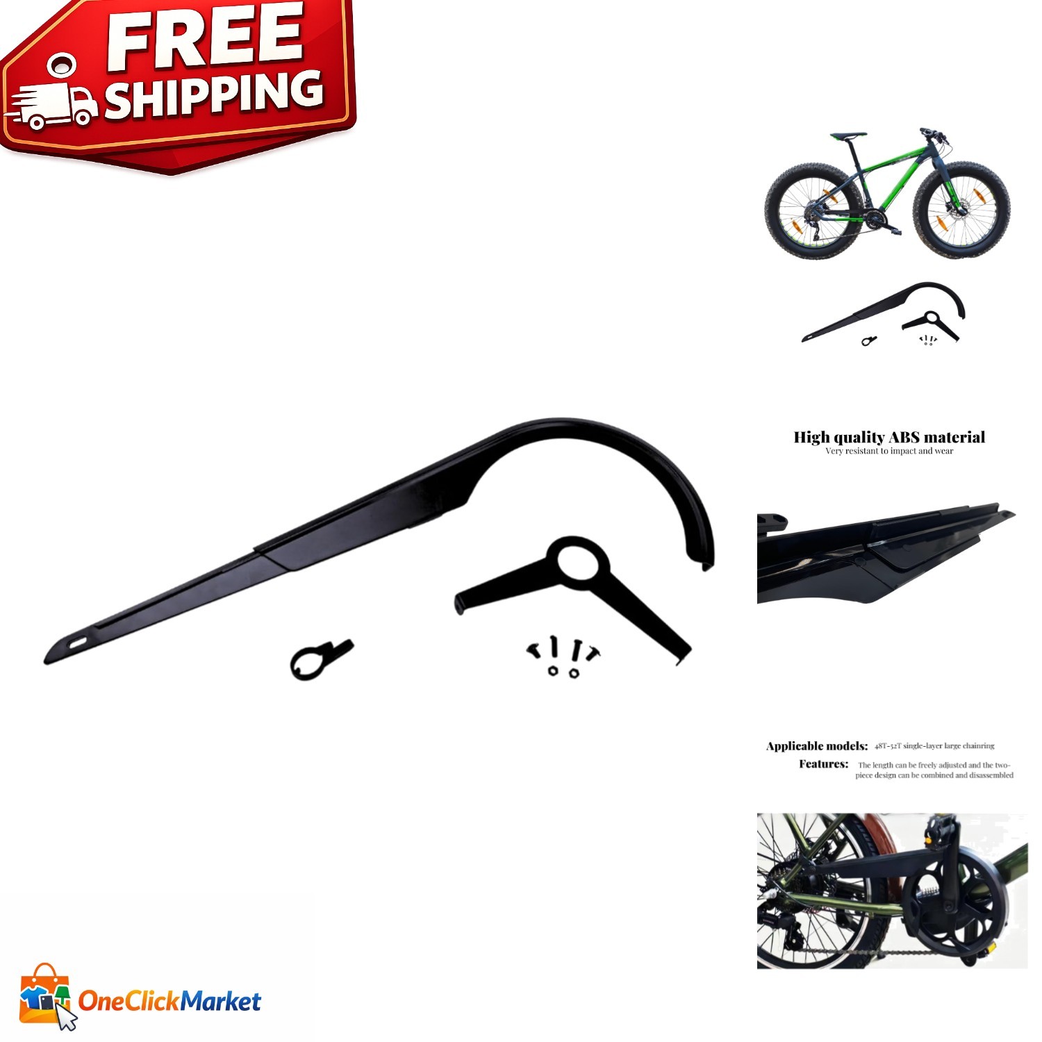 Quality Black Bicycle Chain Guard for 48T-52T – Easy Installation for All Cycles