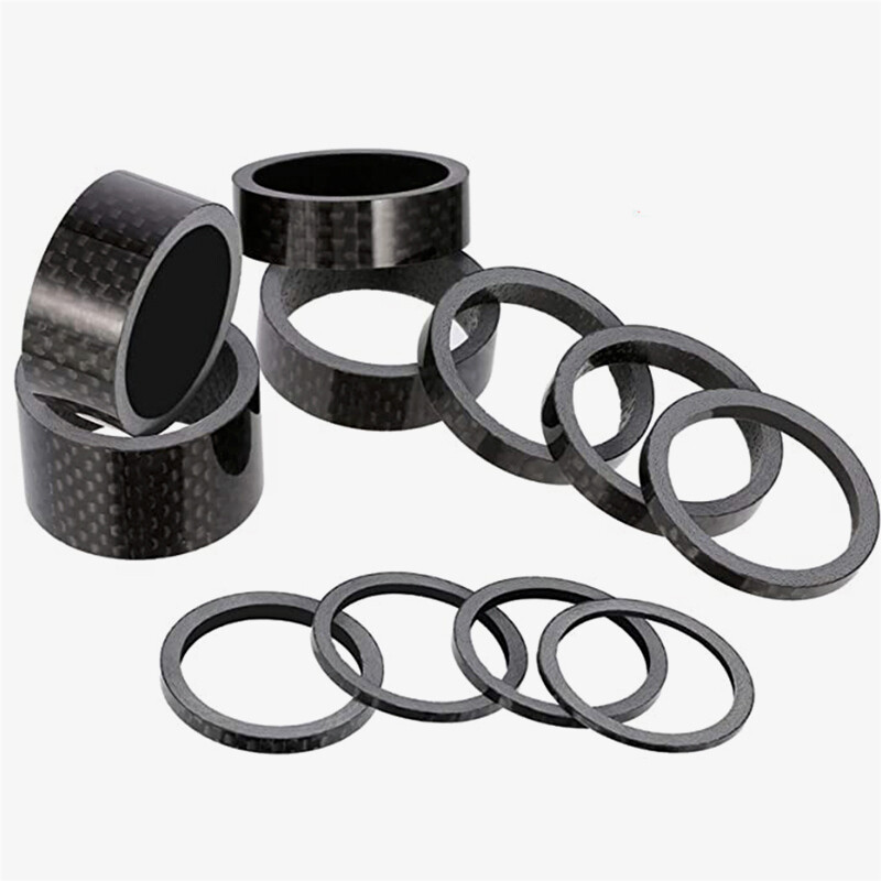 11PCS Carbon Fiber Headset Spacers Mountain Road Bike Front Fork Washers 1-1/8″