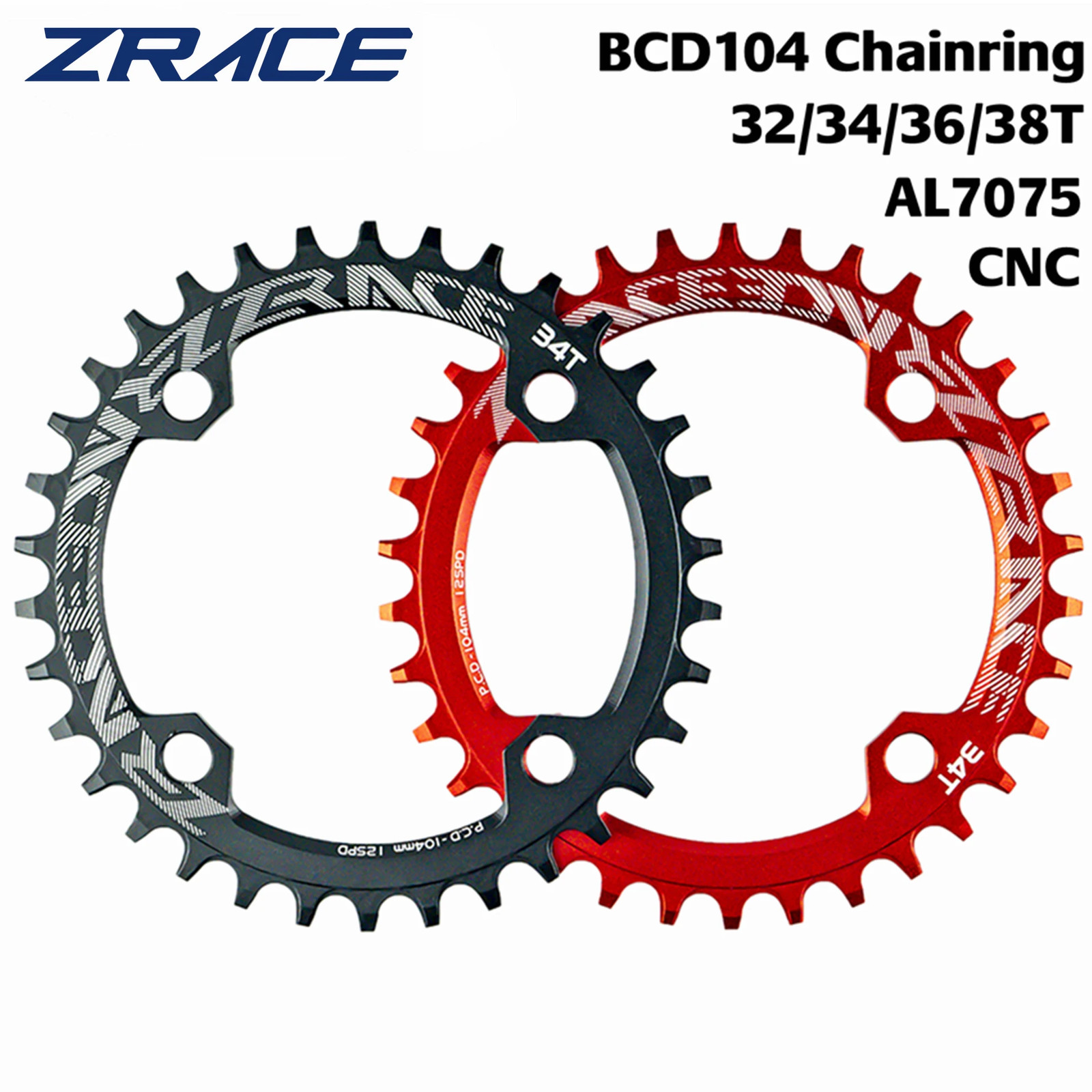 Chainrings Chainwheels 32T/34T/36T/38T BCD104, Narrow Width Tooth AL7075 CNC for