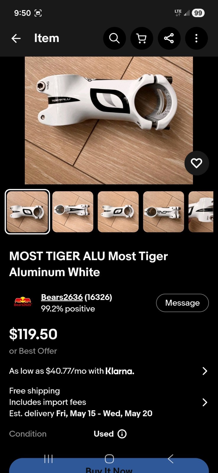 NOS MOST TIGER ALU Most Tiger Aluminum White Cheapest on eBay