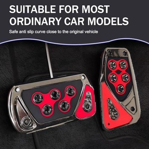 Automotive Foot Pedals, Non-Slip No Drilling Required Pedal Pads, 2 PCS Red