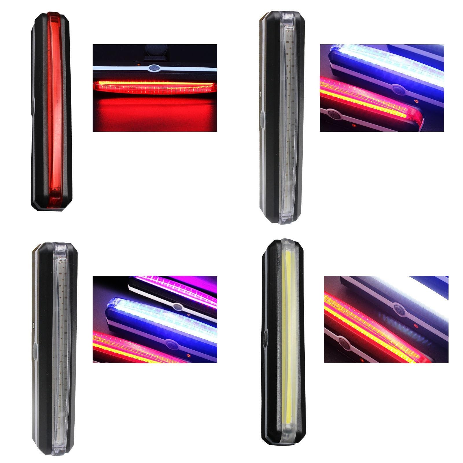 Rechargeable LED Tail Light for Bikes Rear Mount 10×1.8cm Night Visibility