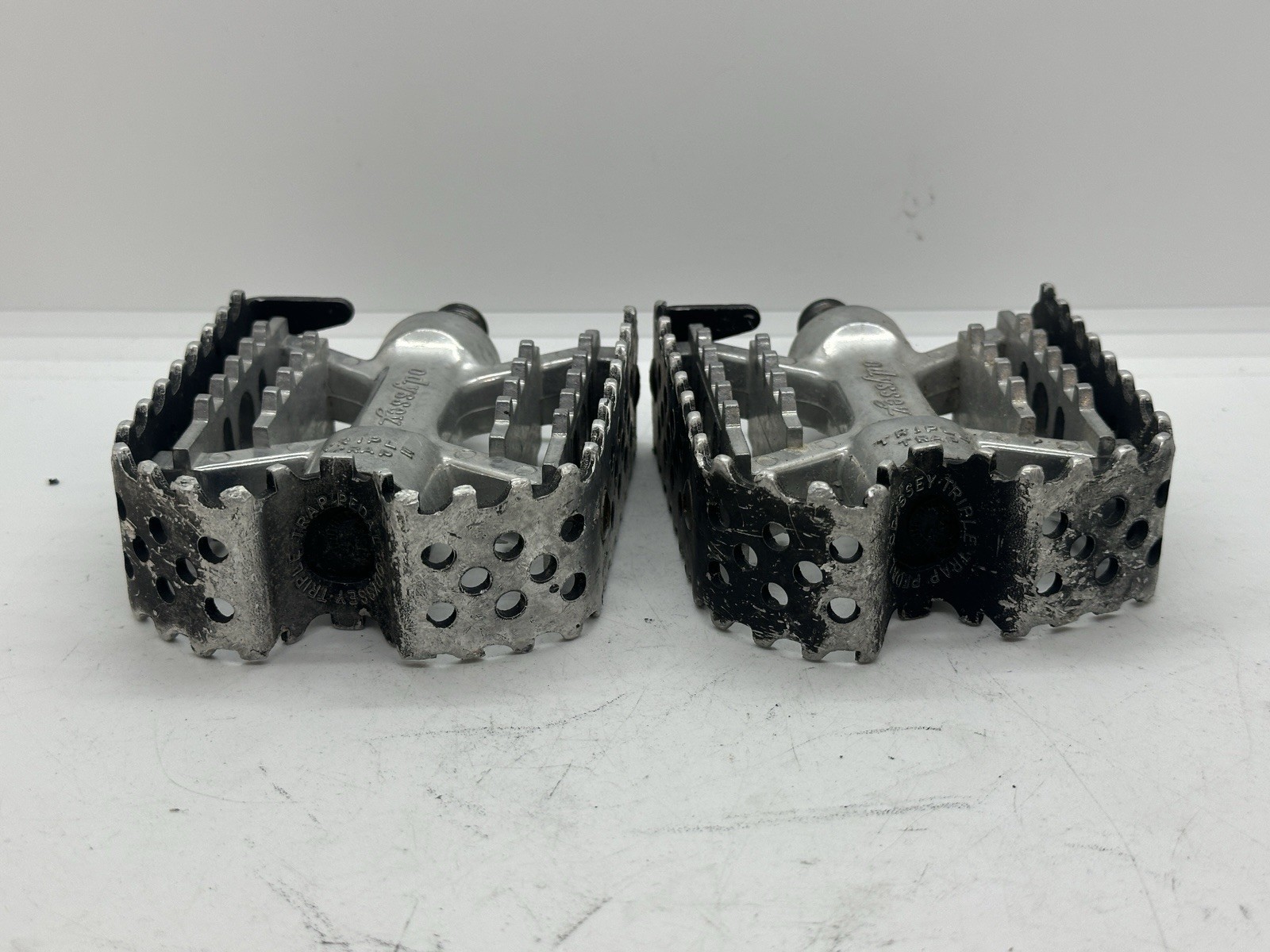 Vintage Odyssey Triple Trap BMX Pedals 9/16 Black Platform Old School Pair USA