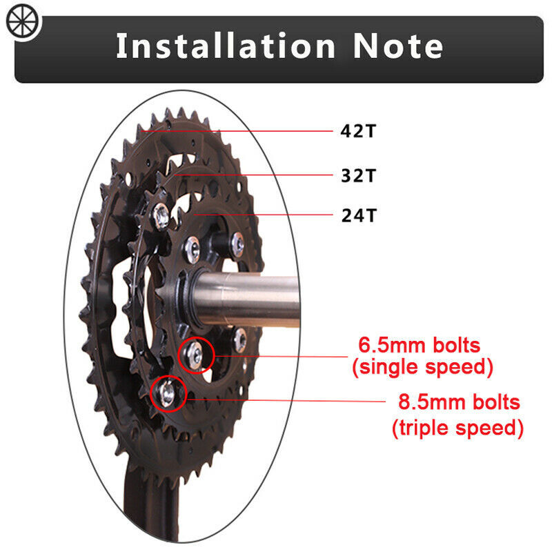 Bike Chainring 22/24/26/32/38/42/44T Single/Double/Triple Speed 104/64bcd Round
