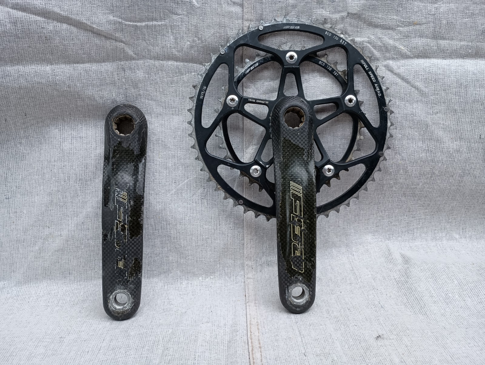 FSA Carbon Pro Double Crankset, 53T/39T