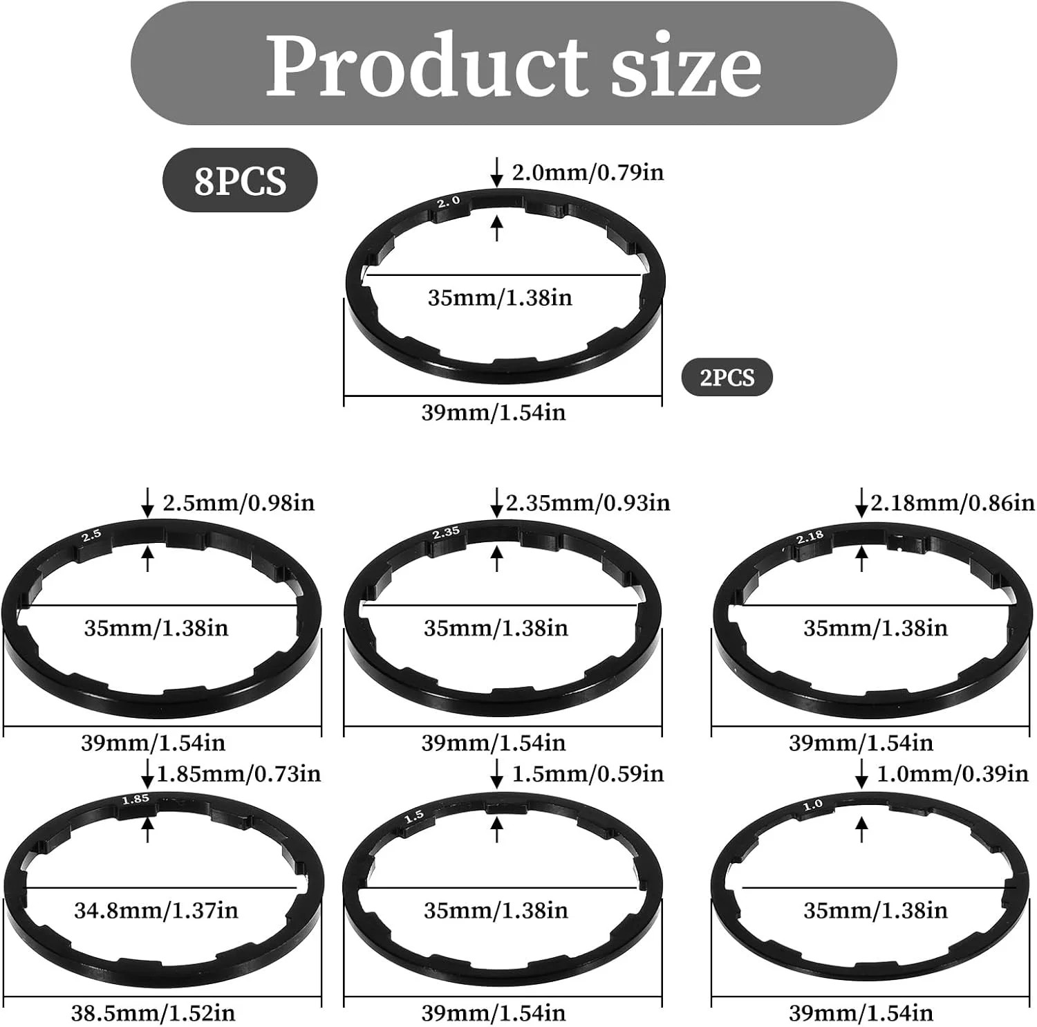 Aluminum Alloy Bike Cassette Spacer Set for 7-11 Speed Bottom Brackets