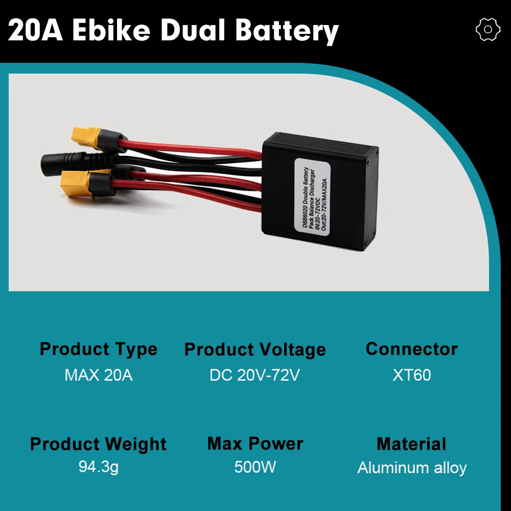 Ebike Dual Battery Connection Adapter XT60 Switcher 20V-72V 10V-100V 20A/30A/40A