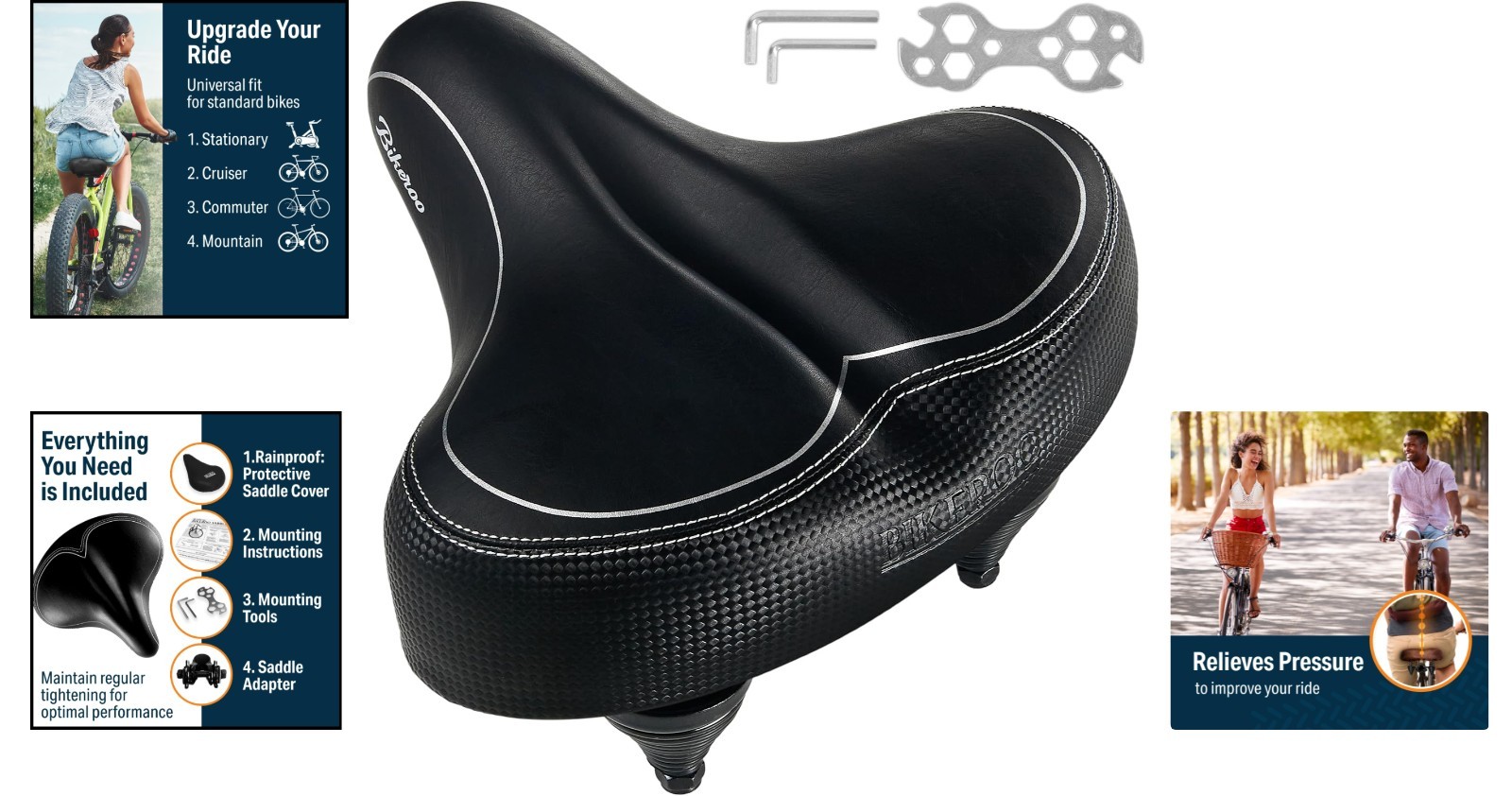 Upgrade to Wide Cruiser Saddle – Steel Springs & Faux Leather Comfort