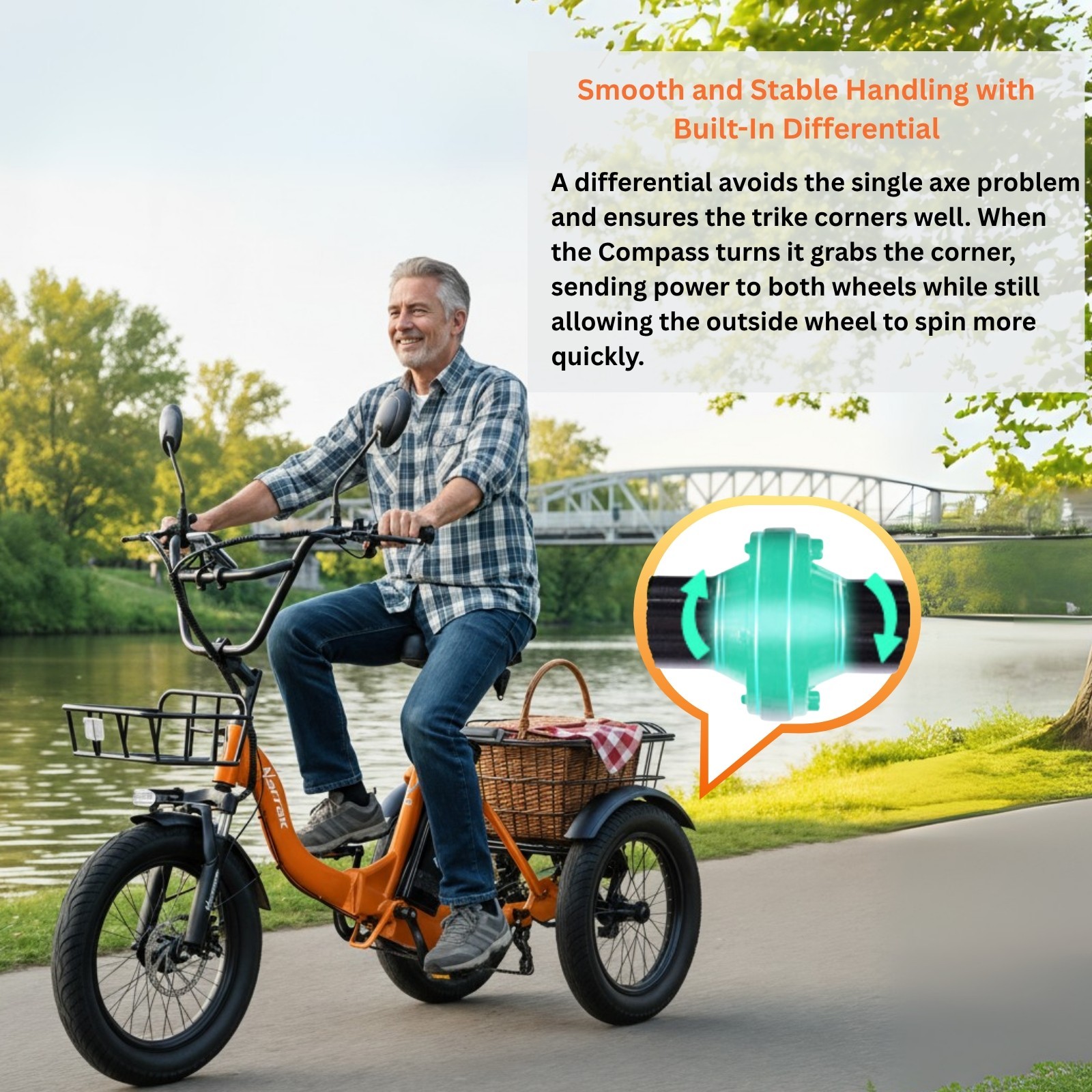 NARRAK Fat Tire Folding Electric Trike Peak Adults Shimano 7-Speed S180 N8 N6 N3