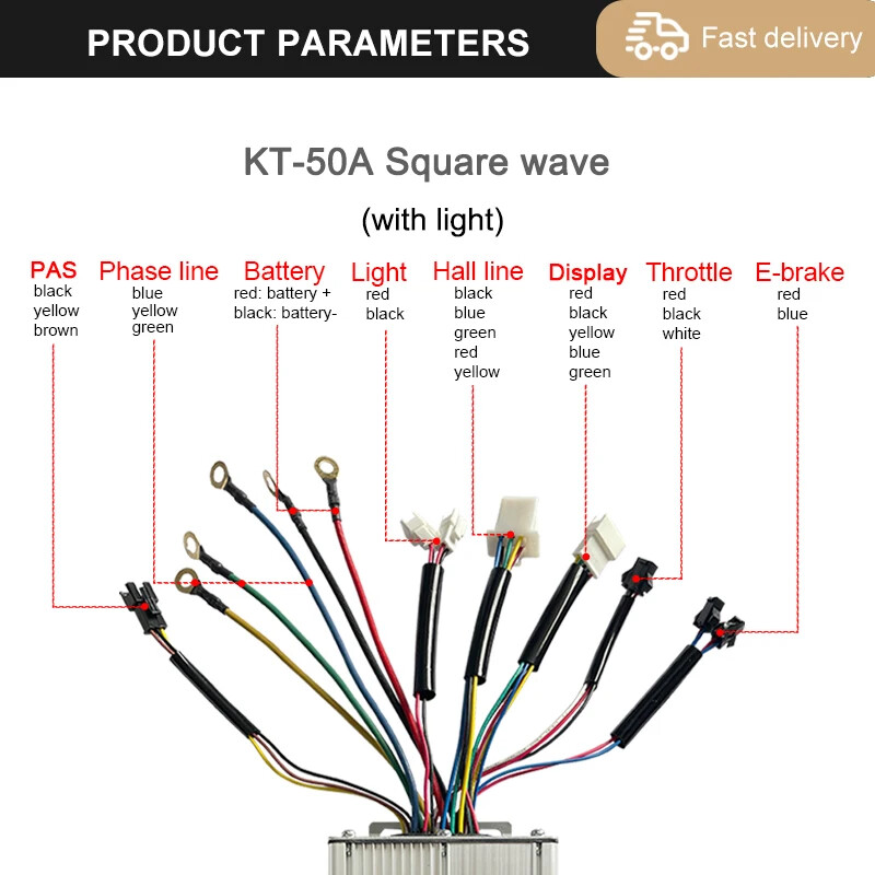 30A35A50A Electric Bike KT Squarewave Controller with LCD Display for Hub Motor