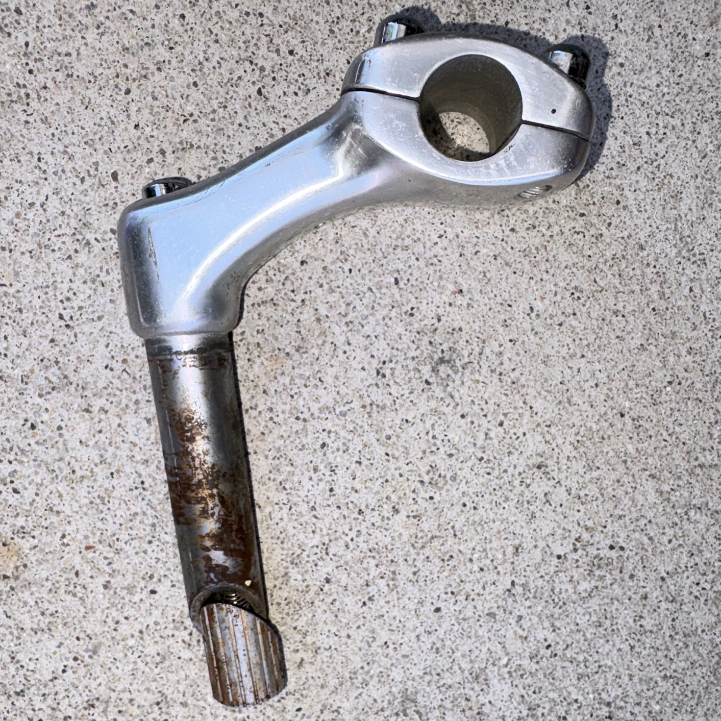 Silver Aluminum Bicycle Stem 1 in Steerer Tube, Universal Fit Mountain Bike