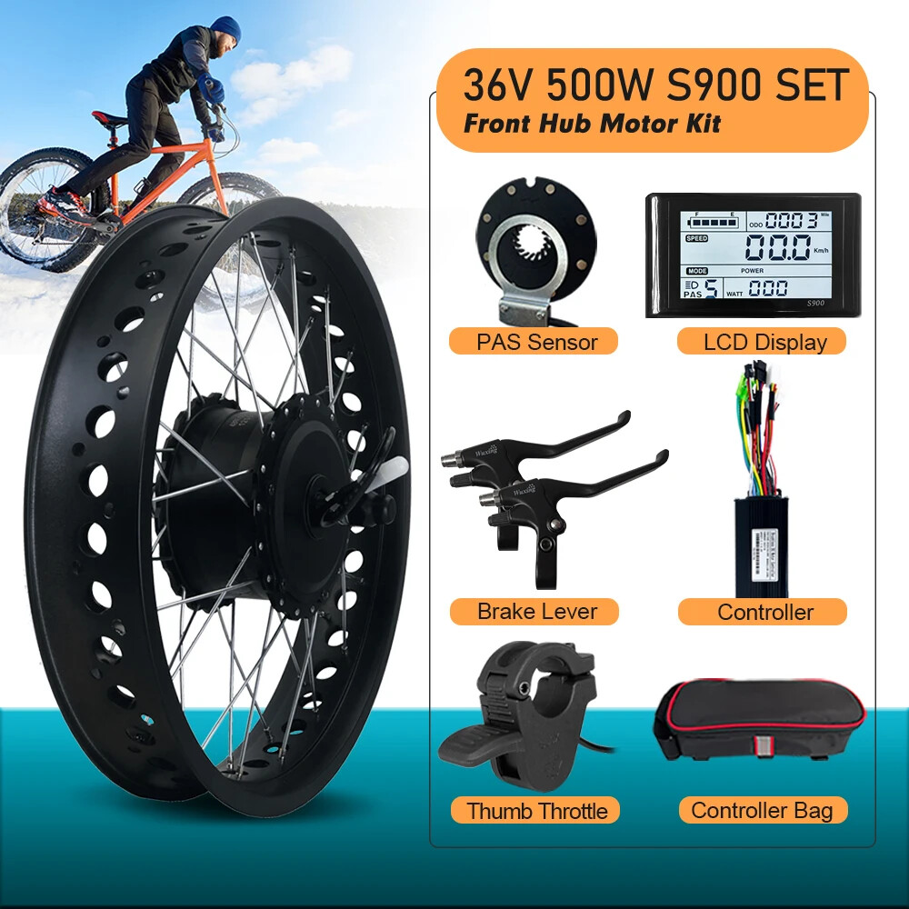 36V 48V 500W 20 24 26inch Snow Fat E-Bike Brushless Gear Front Hub Motor Wheel