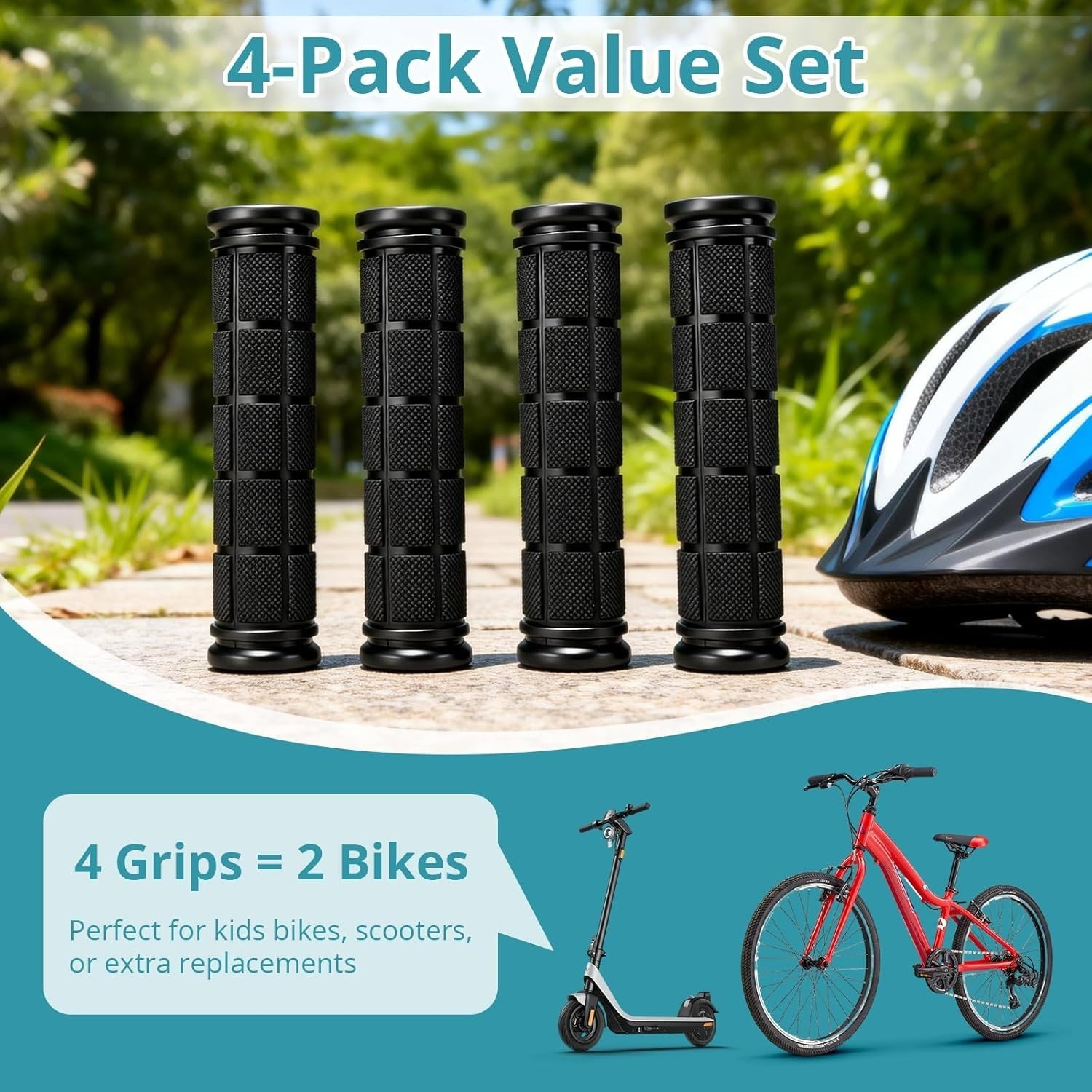 4 Pcs Bike Handlebar Grips Non-Slip Handle Rubber Bicycle Bar for Scooter Bikes