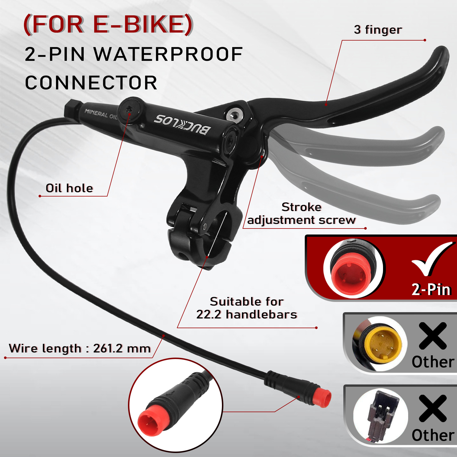 E-Bike Hydraulic Brakes Set Front/Rear 4-Pistons Power Off 1150&1950mm HD-E735