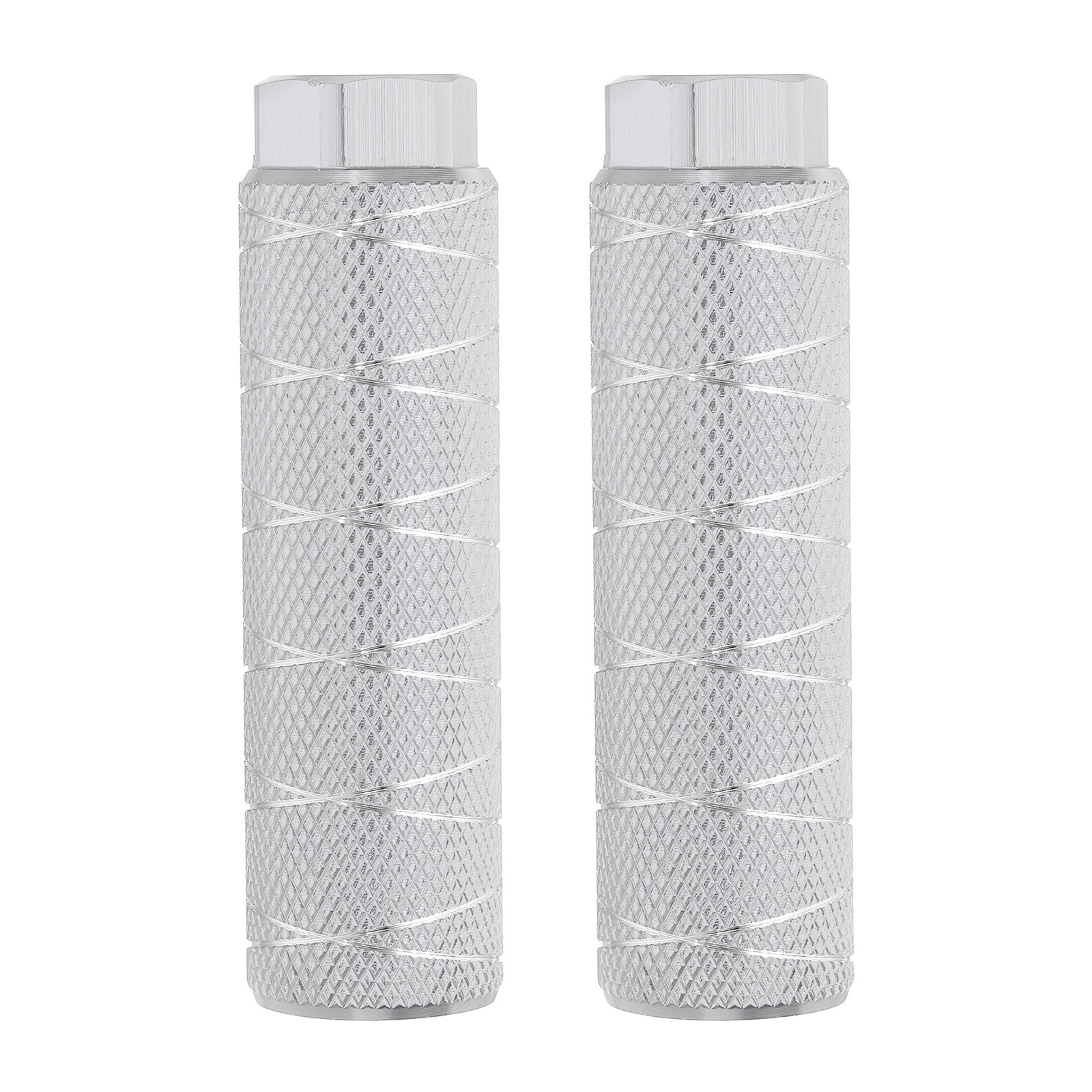 2 Pack Aluminum Alloy Bike Pegs Anti-Skid Fit 3/8 Inch with Thin Line Silver