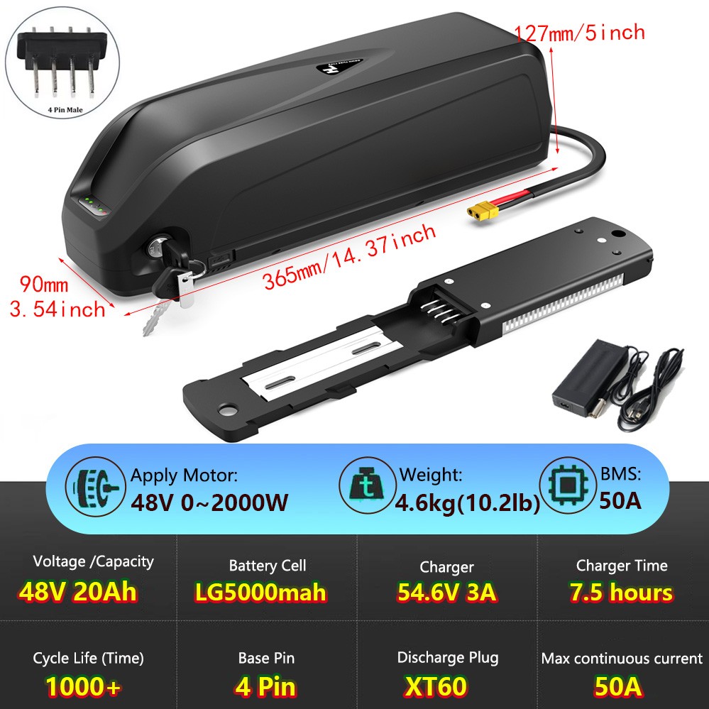 Li-ion Ebike battery 48V 52V 60V 20Ah 25Ah (0~2000W) for Electric Bicycle Bafang