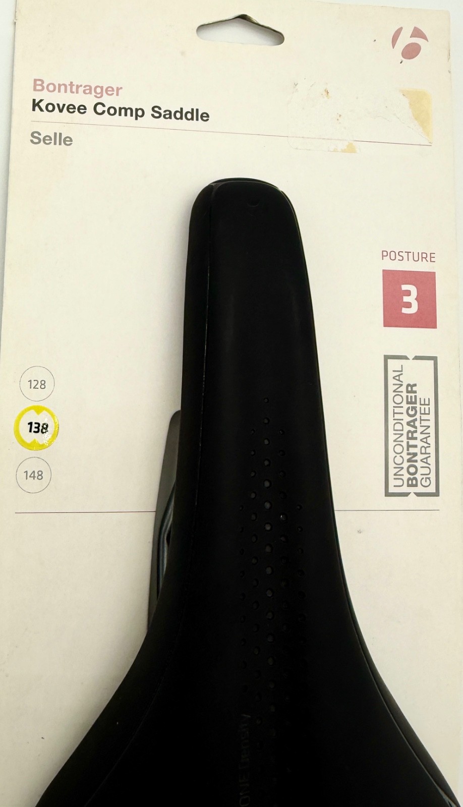 Bontrager Kovee Comp MTB Saddle 138mm Black CrMo Rails Posture 3 Zone Density Ne