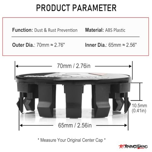 70 mm / 2.76 in Wheel Center Caps for Frontier Xterra Center Caps for Black
