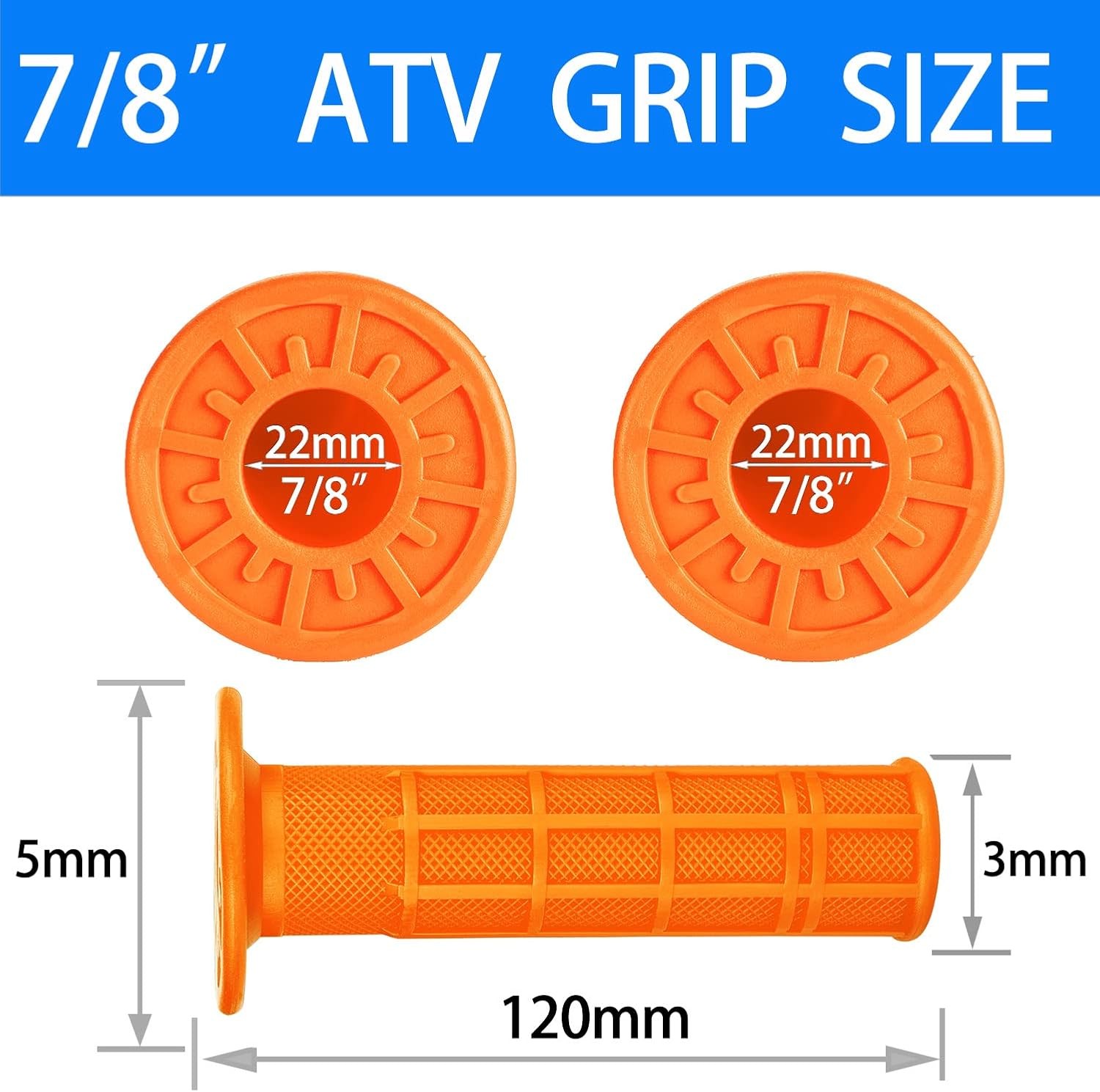 7/8 inch ATV Grips Universal Handlebar Grips Soft Rubber Motorcy Color: orange