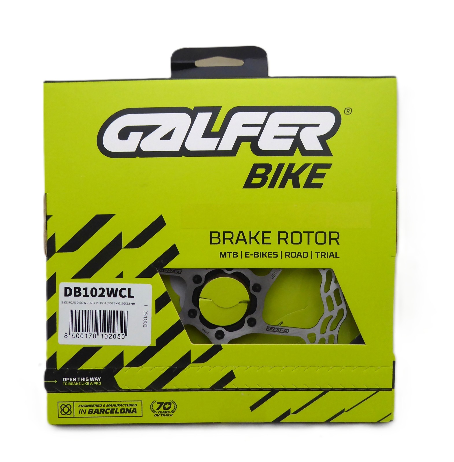 Galfer 160mm Rotor, 1.8mm, Road CL, Black/Silver