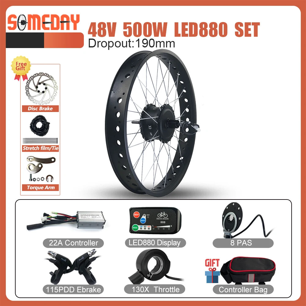 20/26in 36V 48V 500W Rear Cassette Hub Motor for Snow Fat Bike Conversion Kit