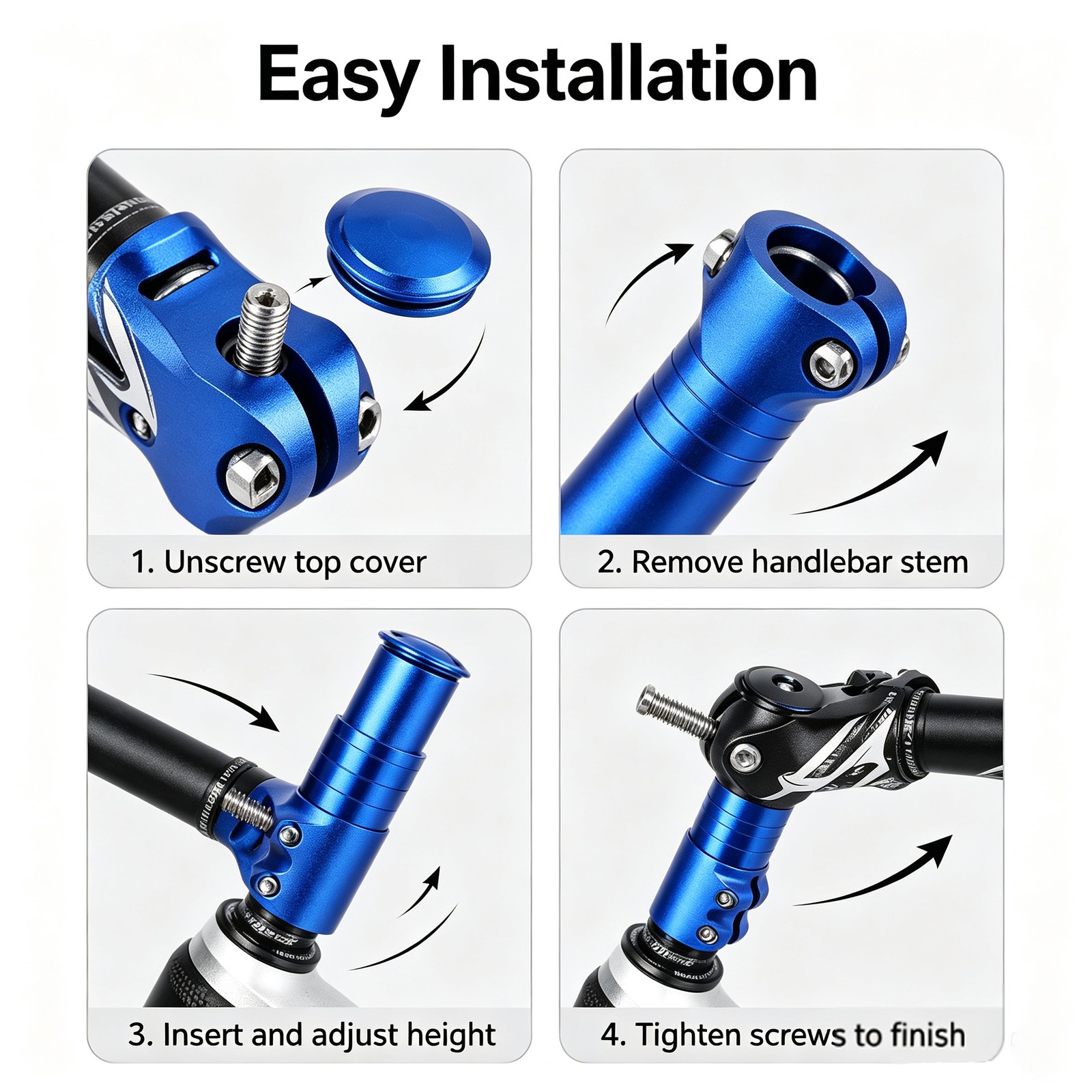 MTB Fork Stem Extender Aluminum Handlebar Riser HeadUp Adapter for Mountain Bike