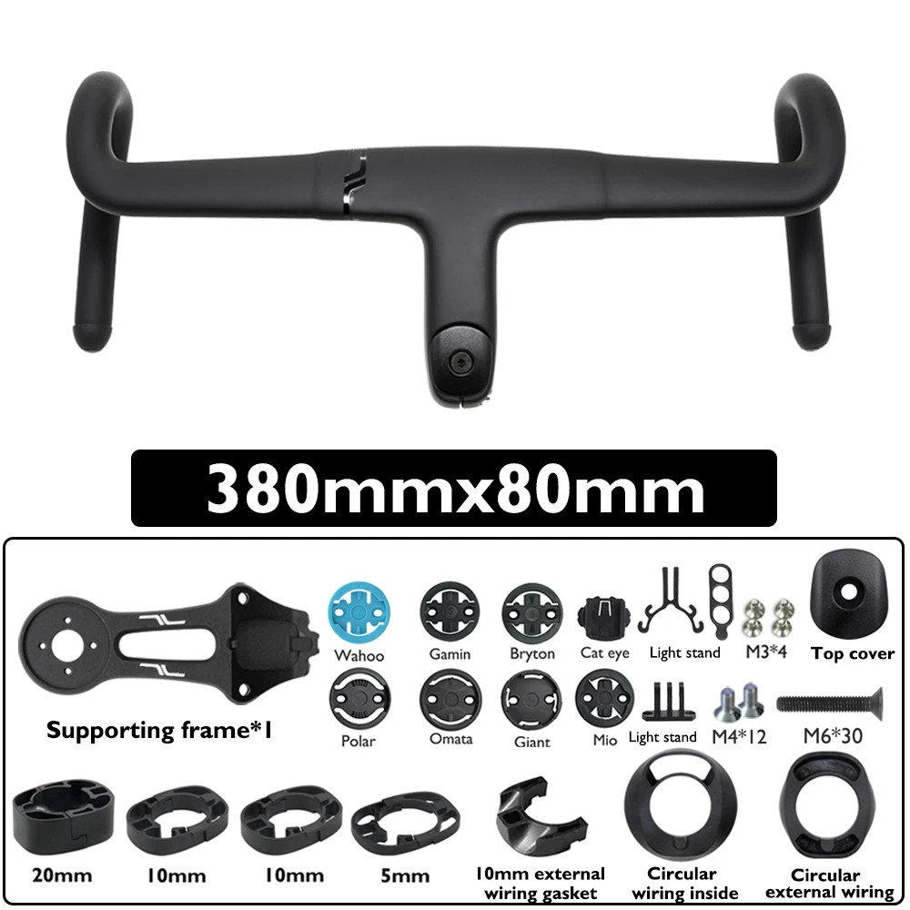 Road Bike Handlebar Stem 80-130mm Width 380-440mm -7° Angle 129mm Drop 76mm