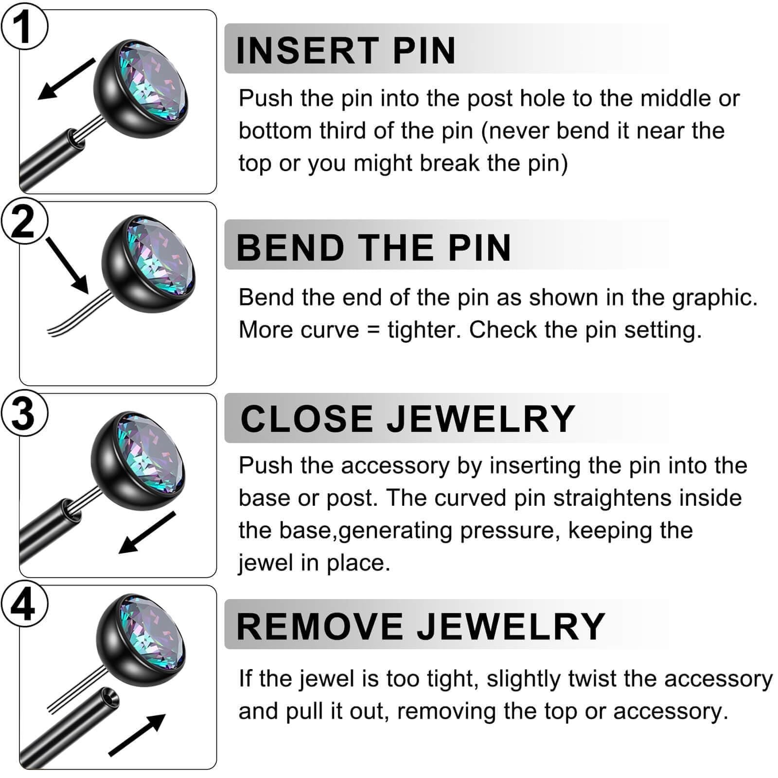 Gotumo 16G 18G 20G Flat Back Earrings Stud Titanium Threadless Nose Rings Tra…